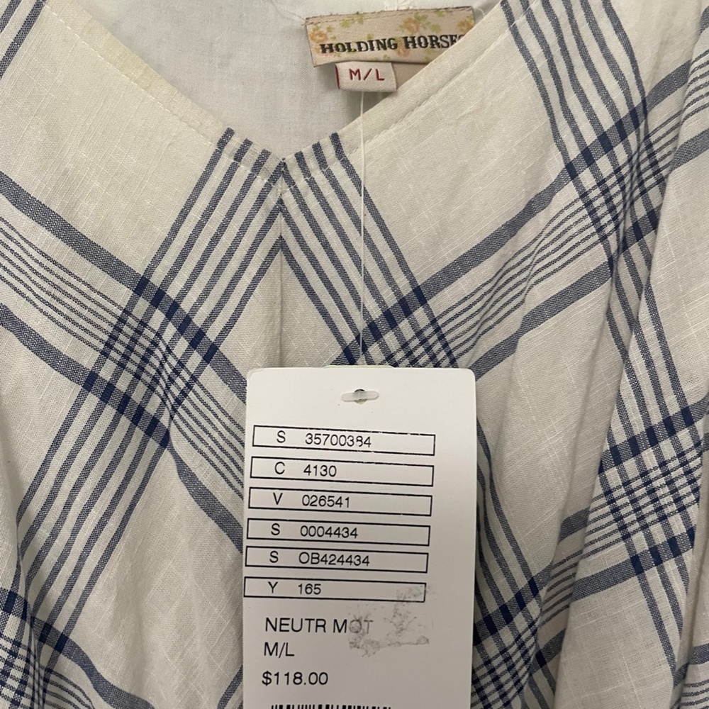Anthropologie Holding Horses Blue White Plaid Handkerchief Sundress. - Picture 7 of 7